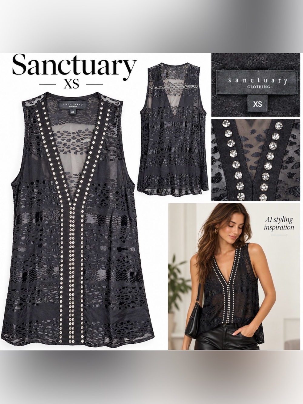 Black Embellished Sheer Swim Cover-Up